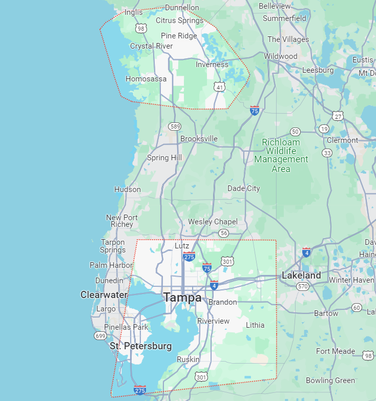areas we serve - Citrus, Hernando, Hillsborough, and Pasco counties